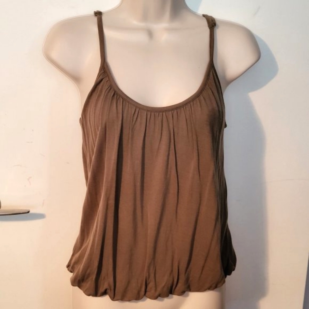 ⚡3/$20⚡ FOR JOSEPH Brown Tank Top Rumpled Cropped Hem Size Small